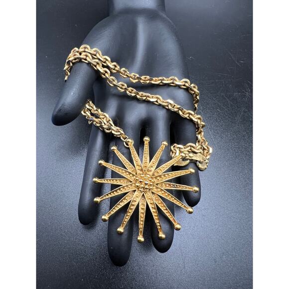 Vintage Monet large gold tone starburst sunburst statement necklace rope chain - Picture 1 of 10